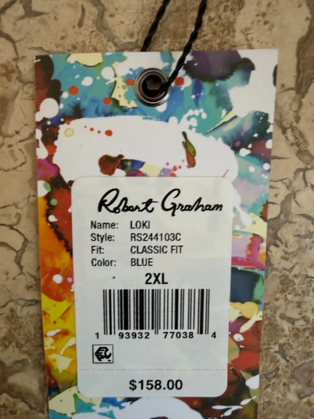 NWT 2XL Robert Graham Blue Paisley Swim Trunks with Orange Drawstring